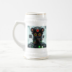 Robot 5 wit stein gouden sieraad bierpul