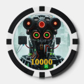 Robot 5 zwart goud 10000 gestreepte pokerchip (Voorkant)