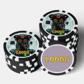 Robot 5 zwart goud 10000 gestreepte pokerchip (Opstapeling)