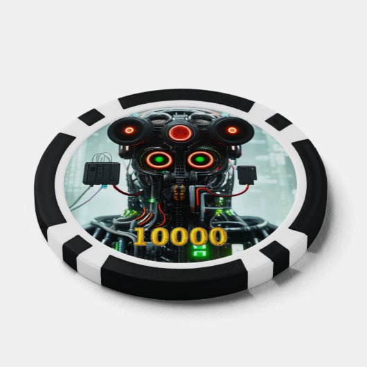 Robot 5 zwart goud 10000 gestreepte pokerchip (Enkel)
