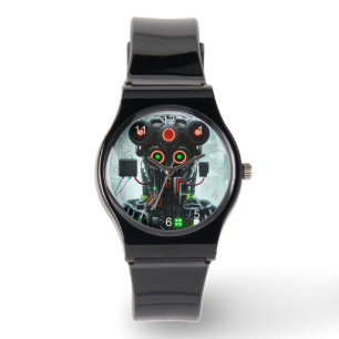 Robot 5 zwart siliconen bandje horloge w nummers