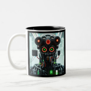 Robot 5 zwarte mok met twee tinten