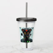 Robot 5 zwarte rook acryl tumbler drinkbeker (Voorkant)