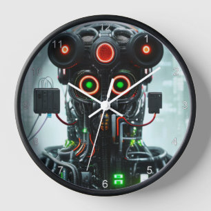 Robot 5 zwarte wandklok met cijfers