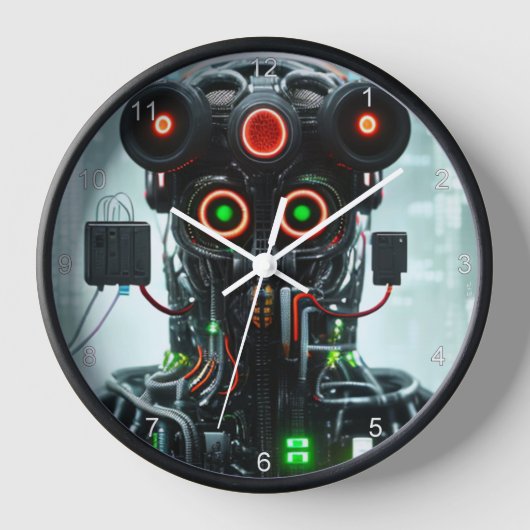 Robot 5 zwarte wandklok met cijfers (Voorkant)