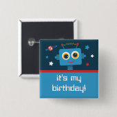 Robot 5th Birthday Custom Buttonnen Vierkante Button 5,1 Cm (Voorkant /achterkant)