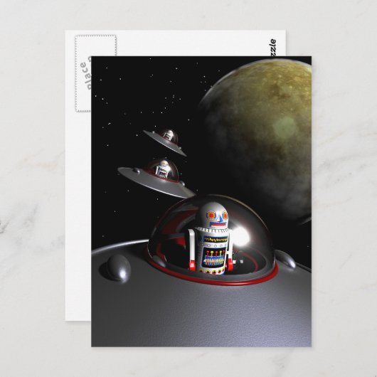 ROBOT - 7 Briefkaart Saucers (Voorkant / Achterkant)