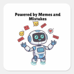 Robot aangedreven door memes en fouten vierkante sticker