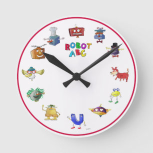 Robot ABC Clock van Jerry Hunt Ronde Klok