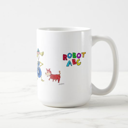 Robot ABC koffie mok door Jerry Hunt (Rechts)
