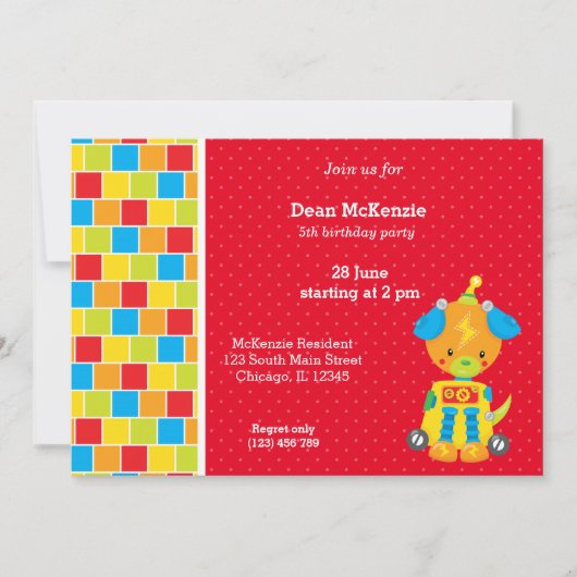 Robot * achtergrondkleur kiezen kaart (Voorkant)