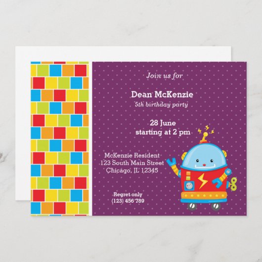 Robot * achtergrondkleur kiezen kaart (Voorkant / Achterkant)