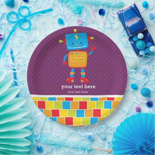 Robot * achtergrondkleur kiezen papieren bordje (Feest)