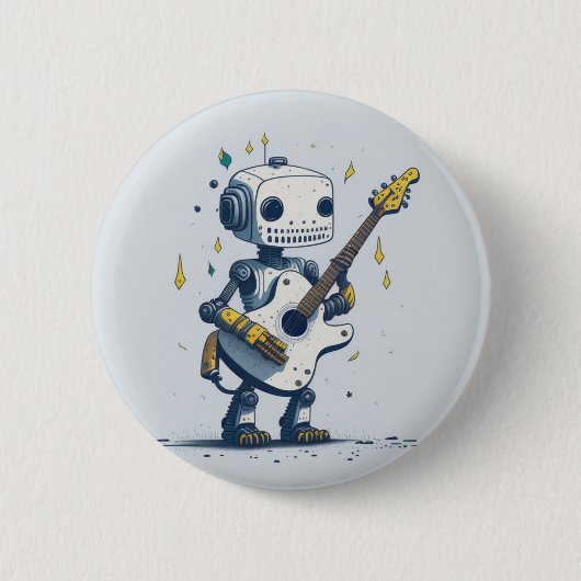 robot AI guitar hobby funny Ronde Button 5,7 Cm (Voorkant)
