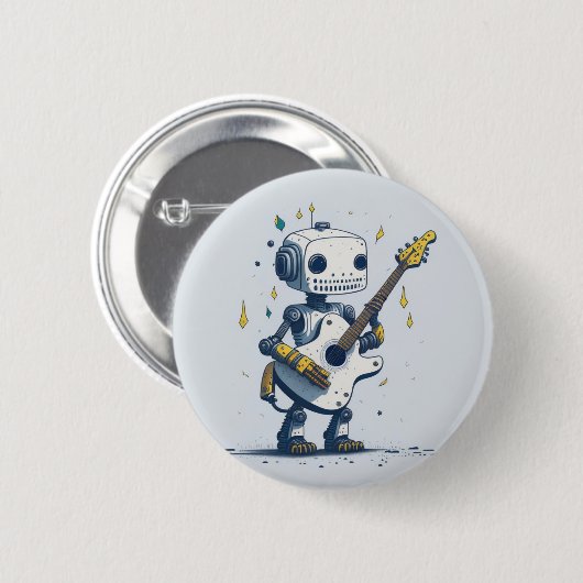 robot AI guitar hobby funny Ronde Button 5,7 Cm (Voorkant /achterkant)