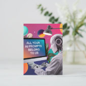 Robot Al uw AI-prompts zijn van ons Briefkaart (Staand voorkant)