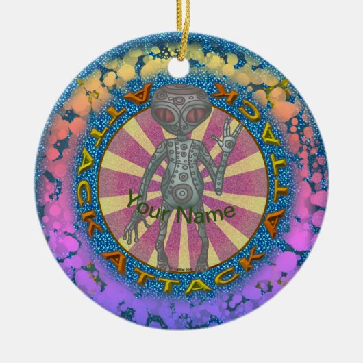 Robot Alien Aanval Ornament (Voorkant)