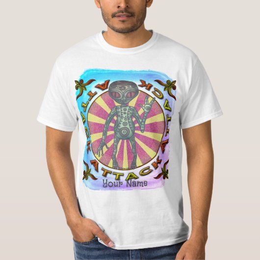 Robot Alien Aanval T-Shirt (Voorkant)
