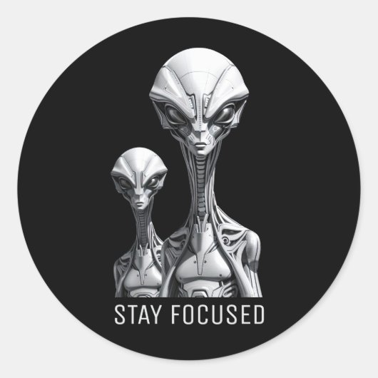 Robot Aliens Ronde Sticker Set (Voorkant)