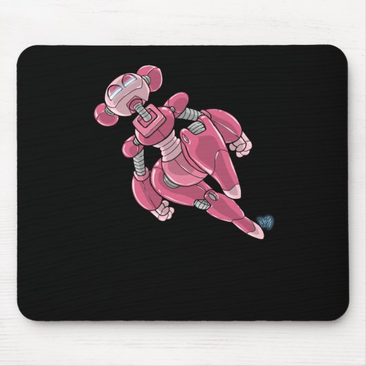 Robot Anime Meisje Roze Sticker  Muismat (Voorkant)