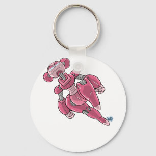 Robot Anime Meisje Roze Sticker Sleutelhanger