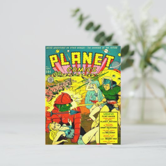 Robot Army Space Invasion Briefkaart (Staand voorkant)