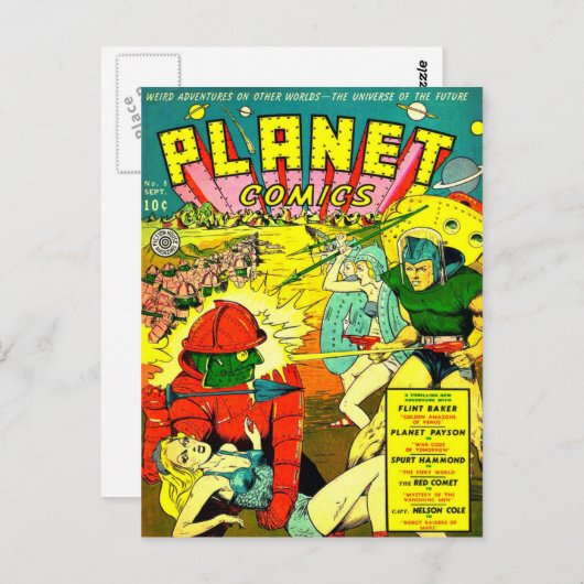 Robot Army Space Invasion Briefkaart (Voorkant / Achterkant)