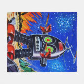 ROBOT ART FLEECE BLANKET DEKEN (Voorkant (Horizontaal))
