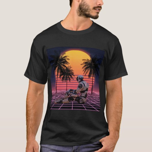 Robot at Rest in Neon Paradise T-shirt (Voorkant)
