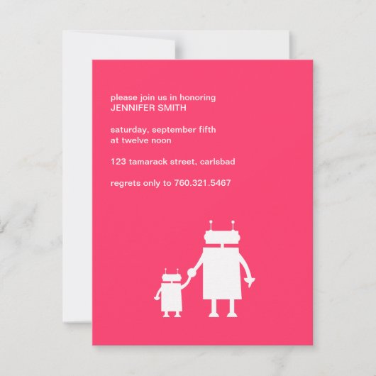 Robot Baby Girl Shower Invite Kaart (Voorkant)