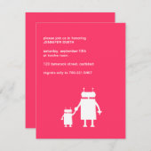 Robot Baby Girl Shower Invite Kaart (Voorkant / Achterkant)