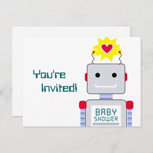 Robot Baby shower Briefkaart Uitnodigingen (Voorkant / Achterkant)