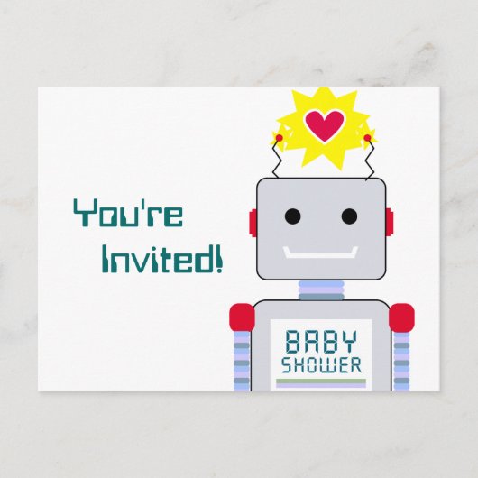 Robot Baby shower Briefkaart Uitnodigingen (Voorkant)
