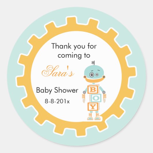Robot Baby shower | Favoriete Sticker (Voorkant)