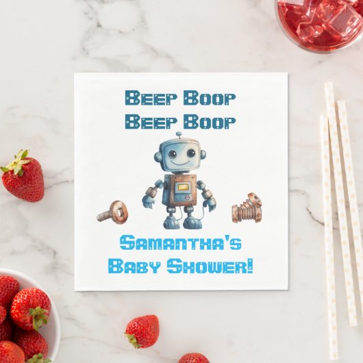 Robot Baby shower gepersonaliseerde papieren serve Servet (Insitu)