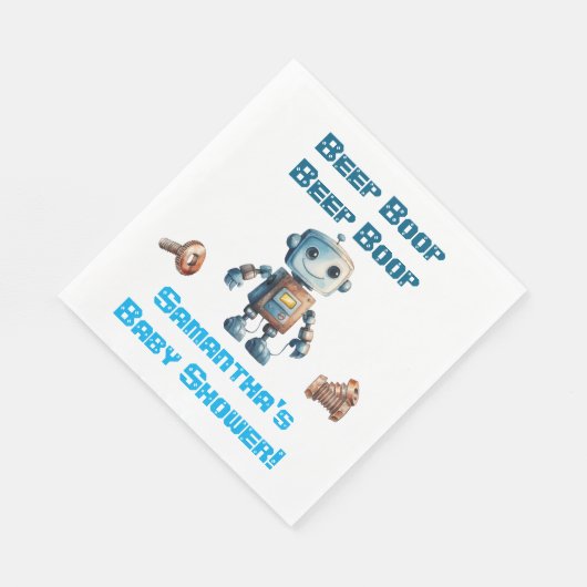 Robot Baby shower gepersonaliseerde papieren serve Servet (Hoek)