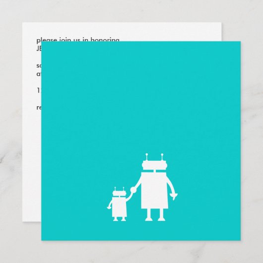 Robot Baby shower Invitation Kaart (Voorkant / Achterkant)