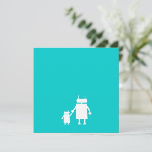 Robot Baby shower Invitation Kaart (Staand voorkant)