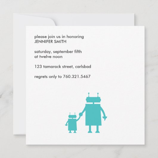 Robot Baby shower Invitation Kaart (Achterkant)