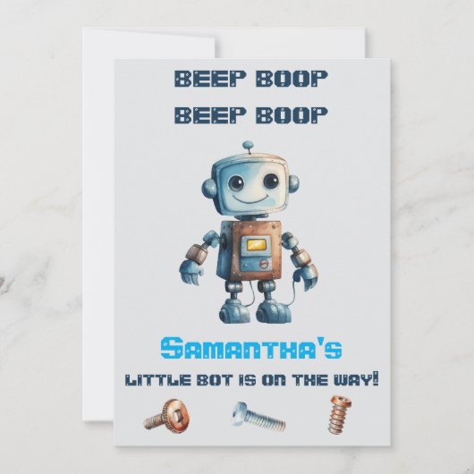 Robot Baby shower Invitation Kaart (Voorkant)