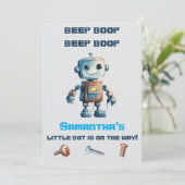 Robot Baby shower Invitation Kaart (Staand voorkant)