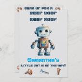 Robot Baby shower Invitation Kaart (Voorkant / Achterkant)