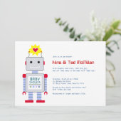 Robot Baby Shower Invitations, 5 x 7 Kaart (Staand voorkant)