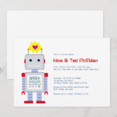 Robot Baby Shower Invitations, 5 x 7 Kaart (Voorkant / Achterkant)