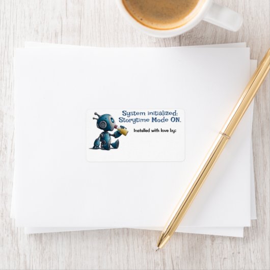 Robot Baby shower Storytime Mode ON Book Labels (Insitu)