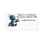 Robot Baby shower Storytime Mode ON Book Labels (Voorkant)