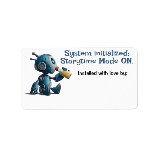 Robot Baby shower Storytime Mode ON Book Labels (Voorkant)