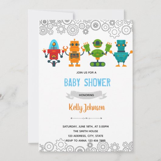 Robot baby shower-uitnodiging bedankkaart (Voorkant)