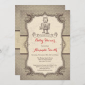 Robot Baby shower Uitnodiging Retro (Voorkant / Achterkant)