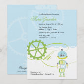 Robot Baby Shower-uitnodigingen  | Jongen Kaart (Voorkant / Achterkant)